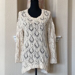 WD•NY Women’s Crochet Pullover Crew Neck High-low Sweater Size M